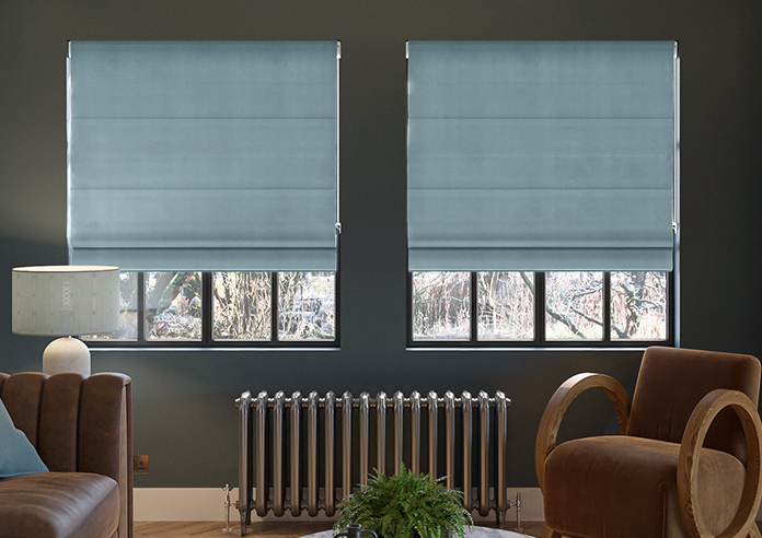 Ultra Luxe Velvet, Blue Cloud - Roman Blind - Image 3